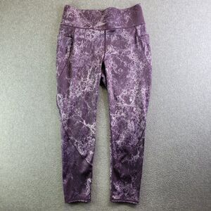FLX Joggers Womens L Purple Marbled Celestial Zip Pockets High Rise 7/8 Length